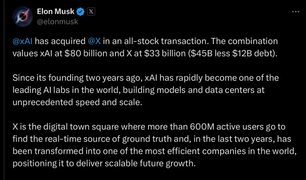 Elon musk xai x tweet